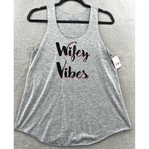Love & Cherish Shirt Womens Small Grey Wifey Vibes Sleeveless Tank Top Stretch